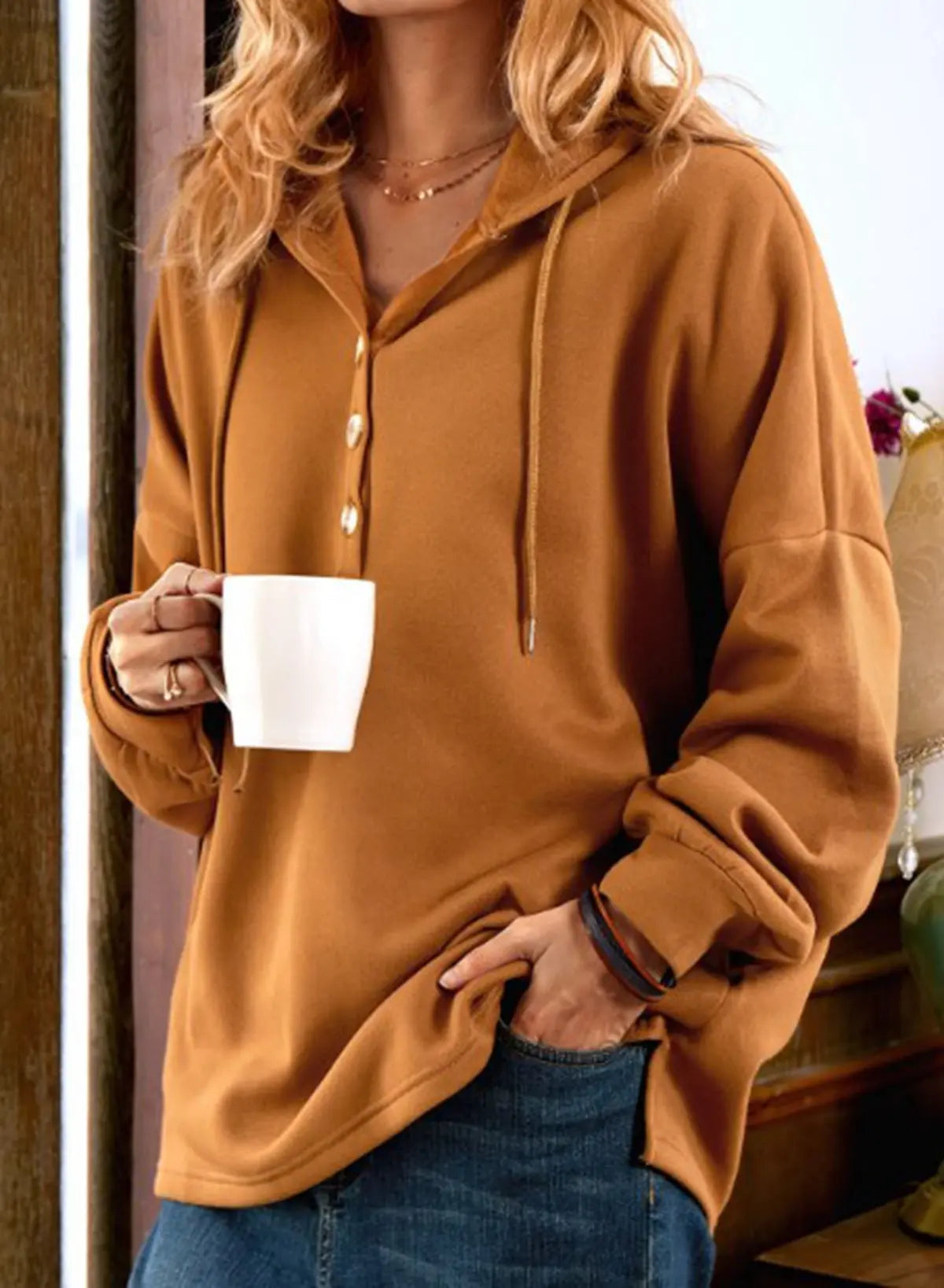 Short Casual Hooded Solid Color Cotton Commuter Sweater hercurva