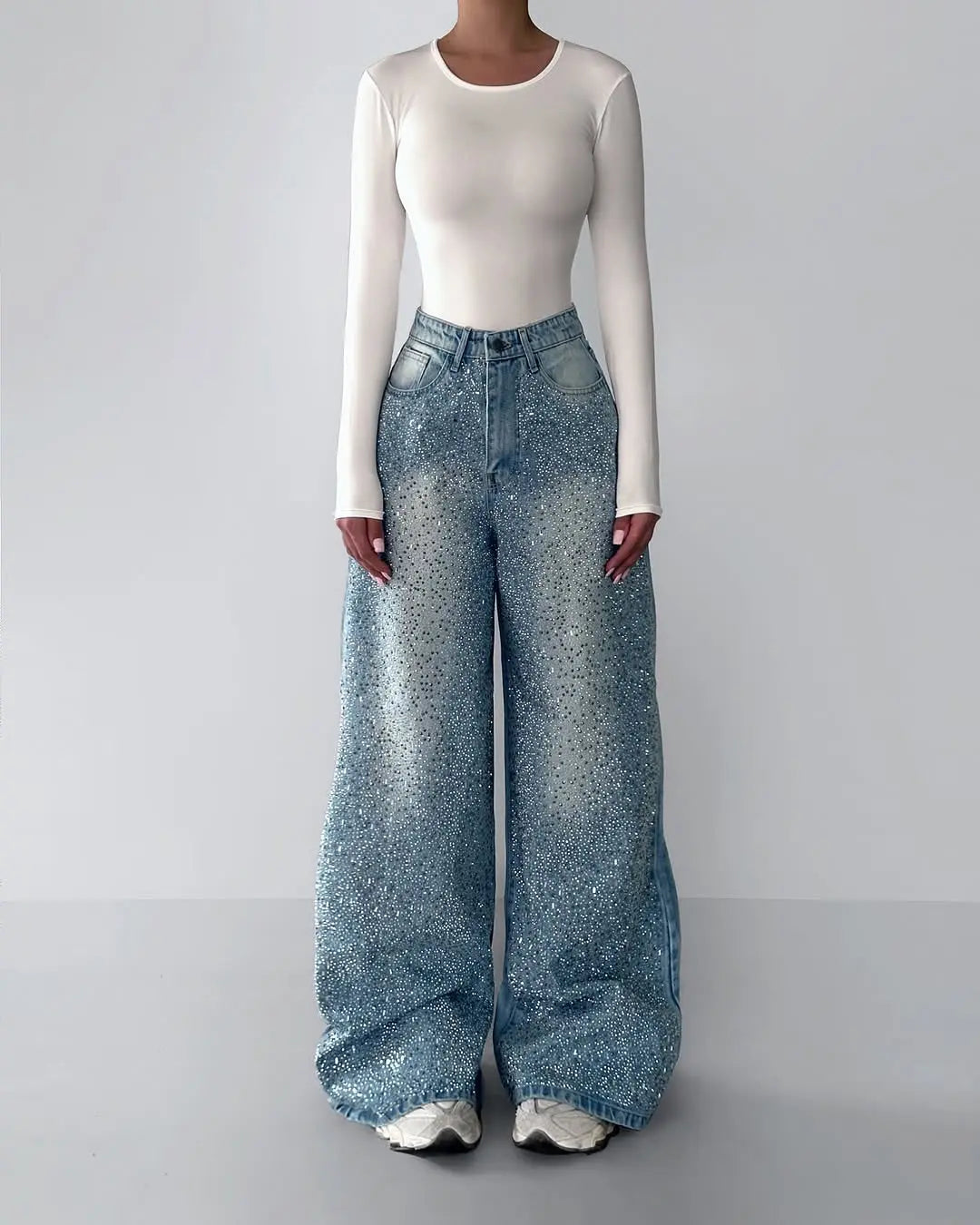 Irregular Rhinestone Jeans hercurva