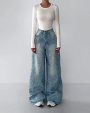 Irregular Rhinestone Jeans hercurva