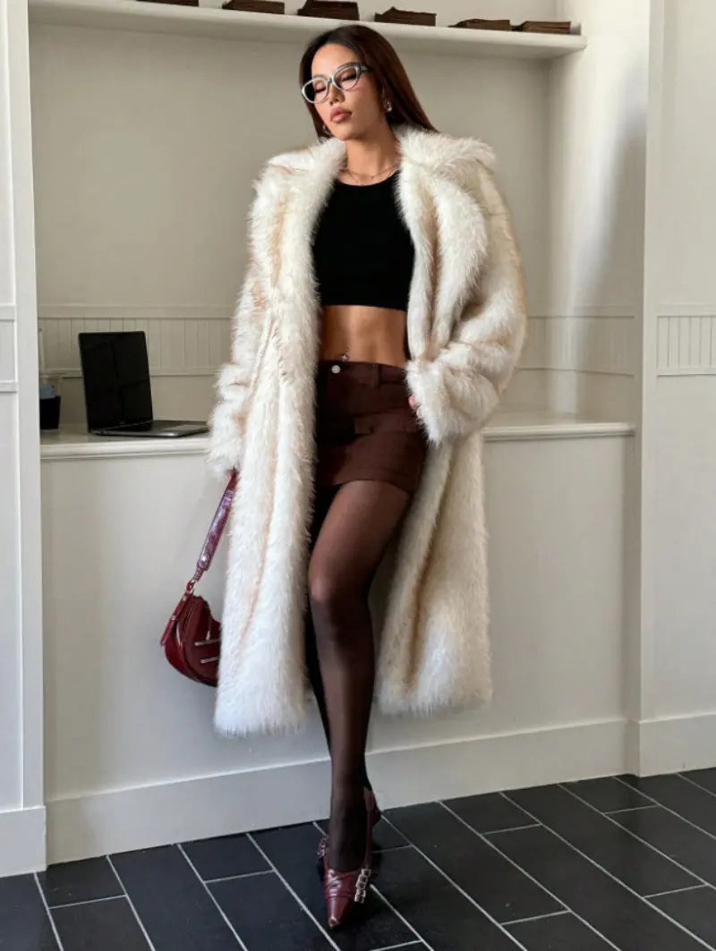 Imitation Fox Fur Long Thickened Maojian Tea Gradient Color Coat Autumn And Winter New Women's hercurva