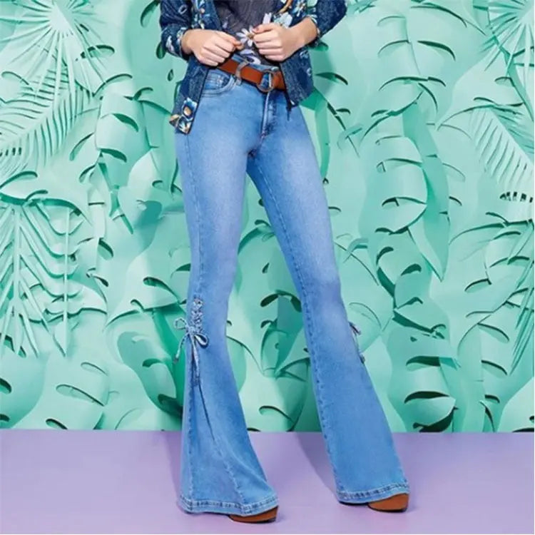 Ladies jeans mid-waisted denim trousers stretch jeans hercurva