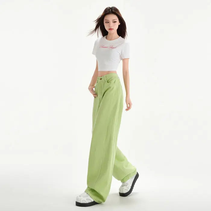 Cherry Blossom Wide Leg Draping Mop Jeans hercurva