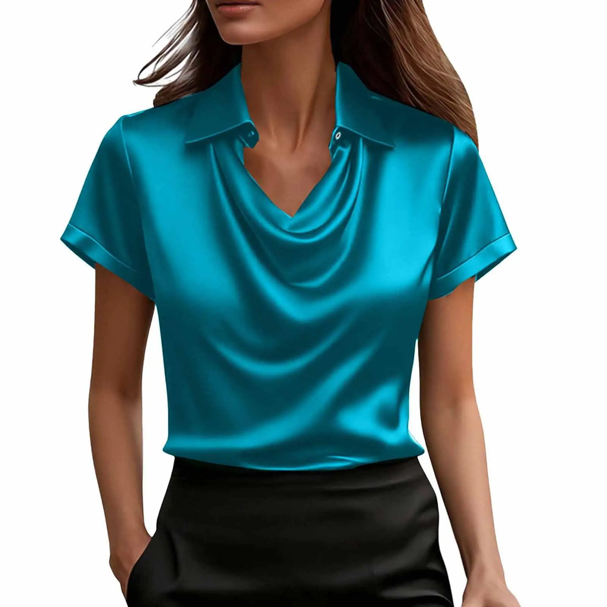 Fashionable Solid-Color Casual Lapel Collar Button-Down Short-Sleeve Shirt hercurva