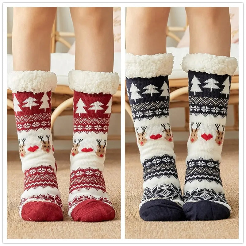 Thicken warm high tube plus velvet floor socks hercurva