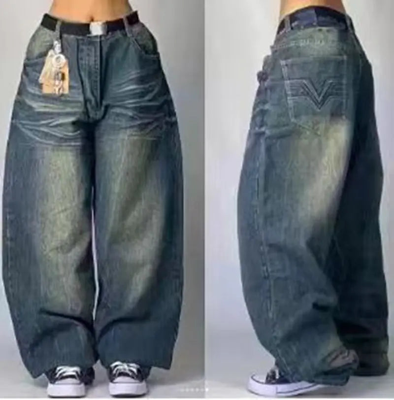 American Retro High Street Wide Leg Jeans For Women Spring And Autumn New hercurva
