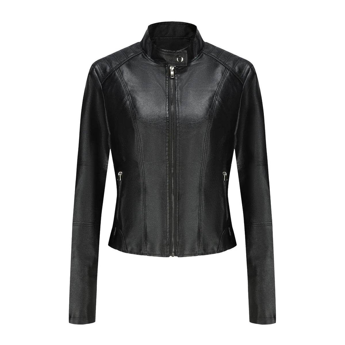 Women's Short Slim-fit Leather Coat hercurva