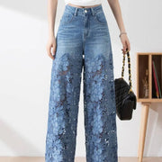 Women's Stitching High Waist Wide Leg Pants hercurva