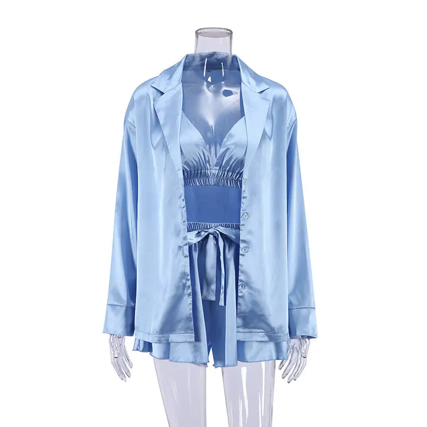 Luxury Comfortable Pajamas For Women 3 Piece Loungewear Set hercurva