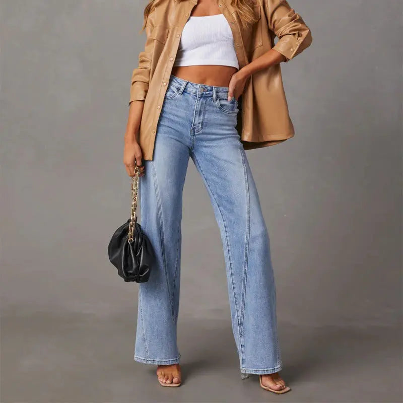 Casual Patchwork Women's Wide Leg Jeans hercurva