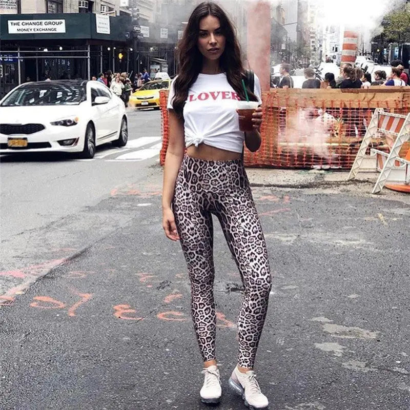 Leopard Print Pants Sexy Push Up Leggings Women High Waist Trousers Fashion Sexy Workout Polyester fitness trousers Activewear hercurva
