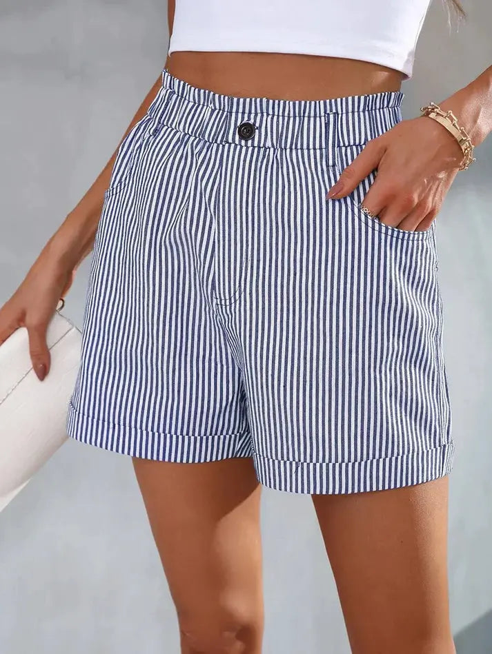 Fashion Ladies Non-stretch Stripe Shorts hercurva
