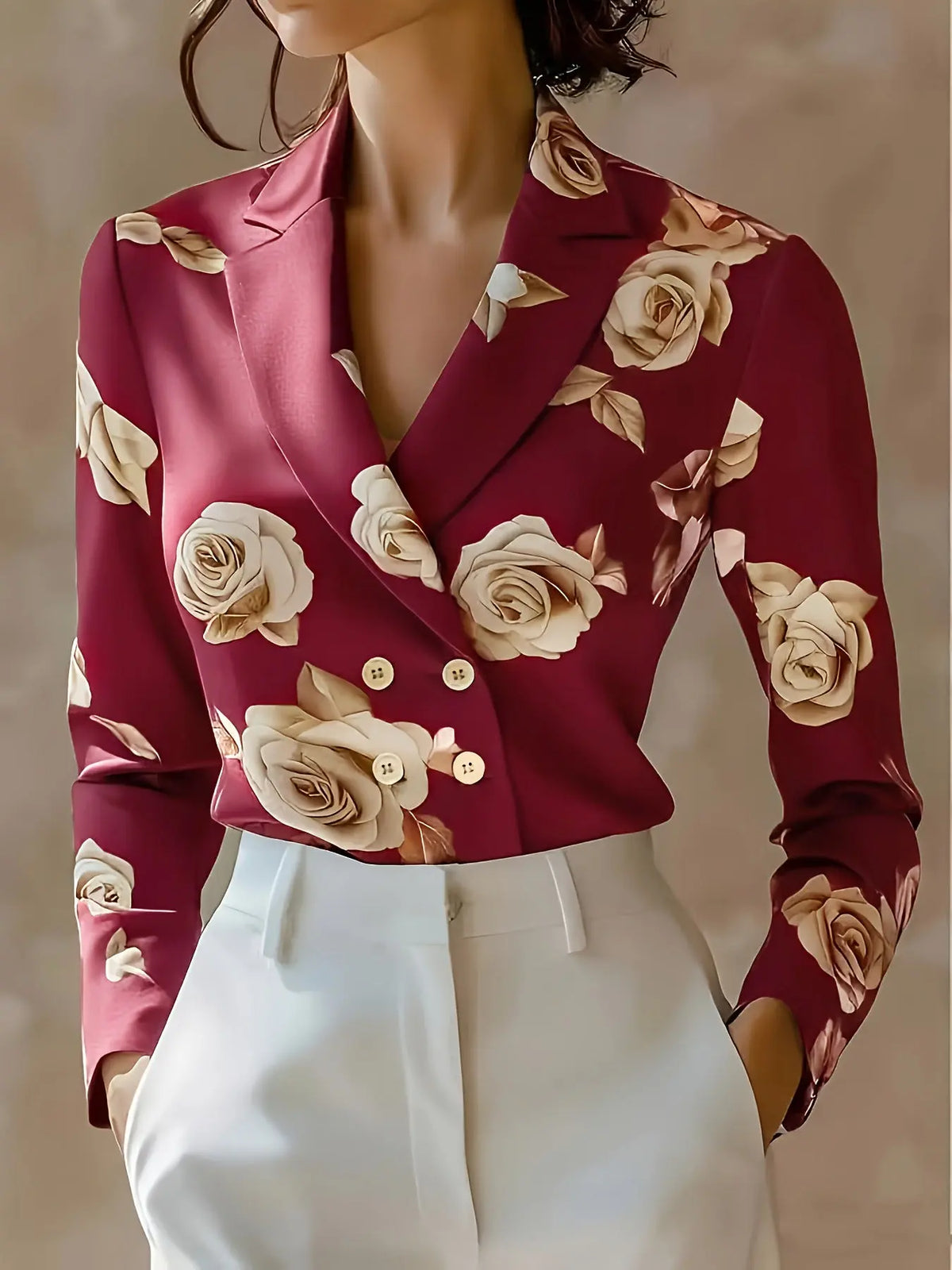 French Floral Print Long-sleeve Shirt hercurva