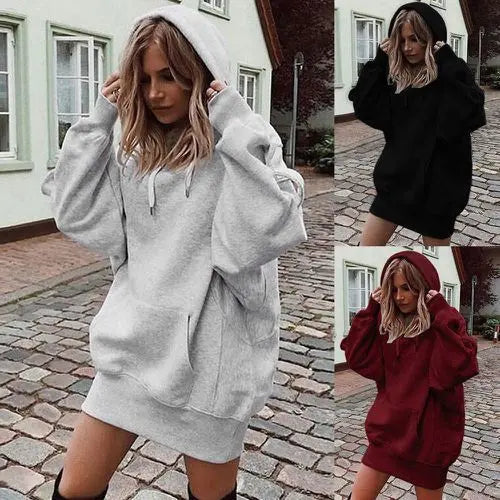 Women's hooded loose long sleeve thick sweater hercurva