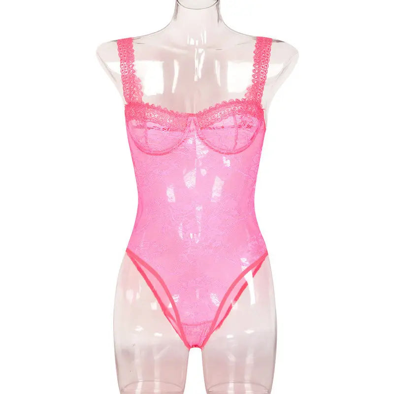 Lace Floral Close-fitting Bodysuit For Women hercurva