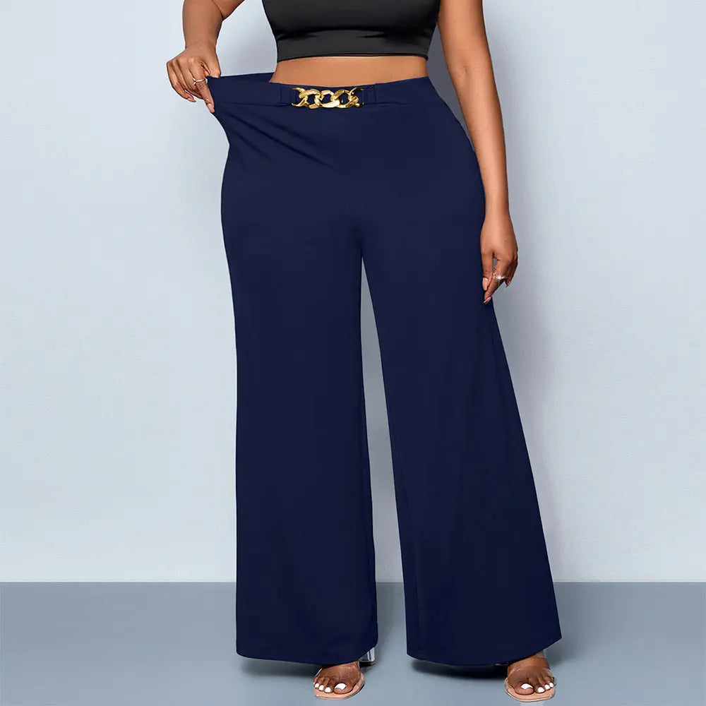 Summer Plus Size Metal Buckle Trousers For Women hercurva