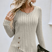 Women's Button Round Neck Sweater hercurva