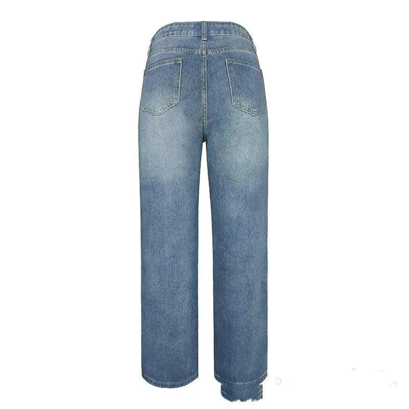 Women's Jeans Loose Mid Waist Casual Straight-leg hercurva