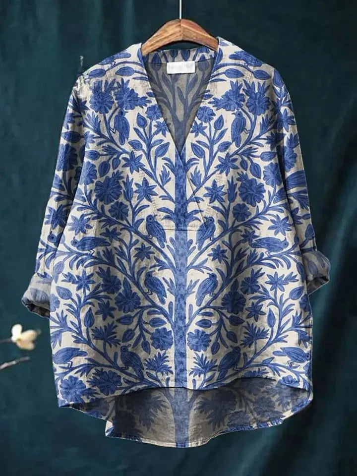 Fashion Digital Printing Large Wide V-neck Top hercurva