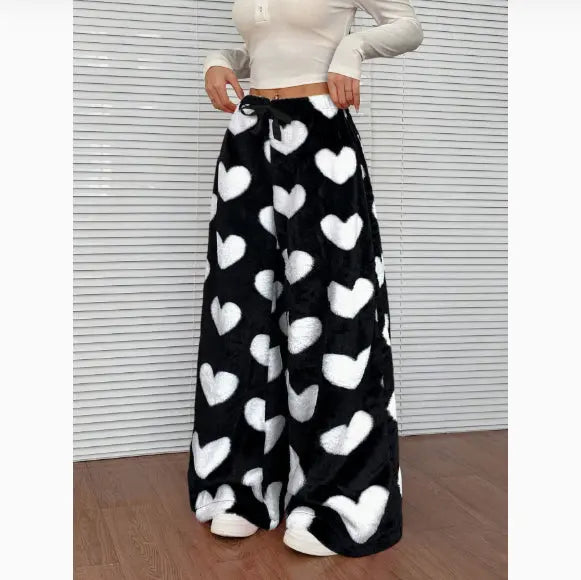 New Casual Leopard Print Lace-up Wide-leg Pants hercurva