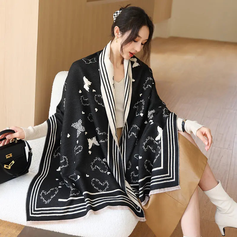 Female Versatile Fashion Thickened Warm Cashmere Scarf hercurva