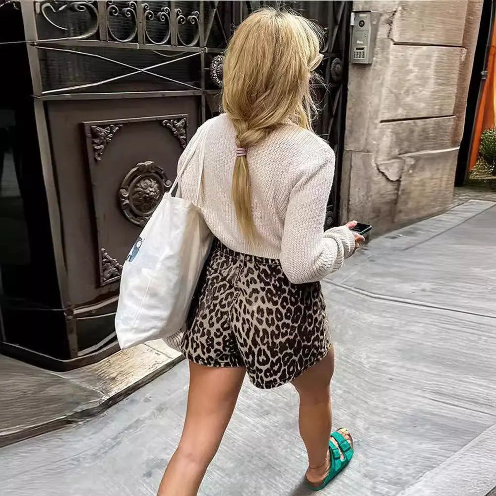 Women's Shorts Street Retro Leopard Print hercurva