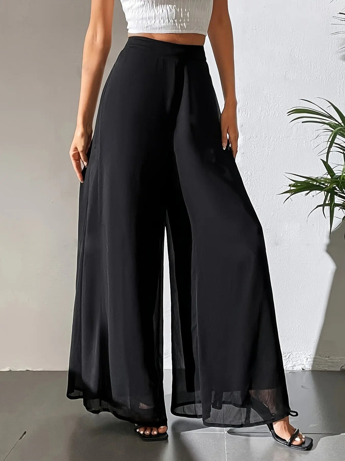 Casual Chiffon Wide-leg Pants Loose Trousers hercurva