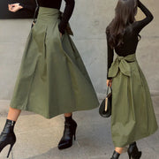 A-line Umbrella Super Fire Bow Big Swing Slim Waist Long Skirt hercurva