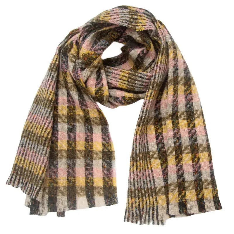 European And American Autumn And Winter Bristle Short Beard Small Plaid Scarf Shawl hercurva