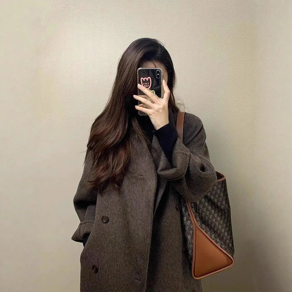 Women's Thickened Knee-length Mid-long Korean-style Wool Coat hercurva