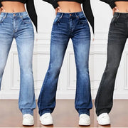 Denim High Waist Loose And Slimming Bootcut Trousers hercurva