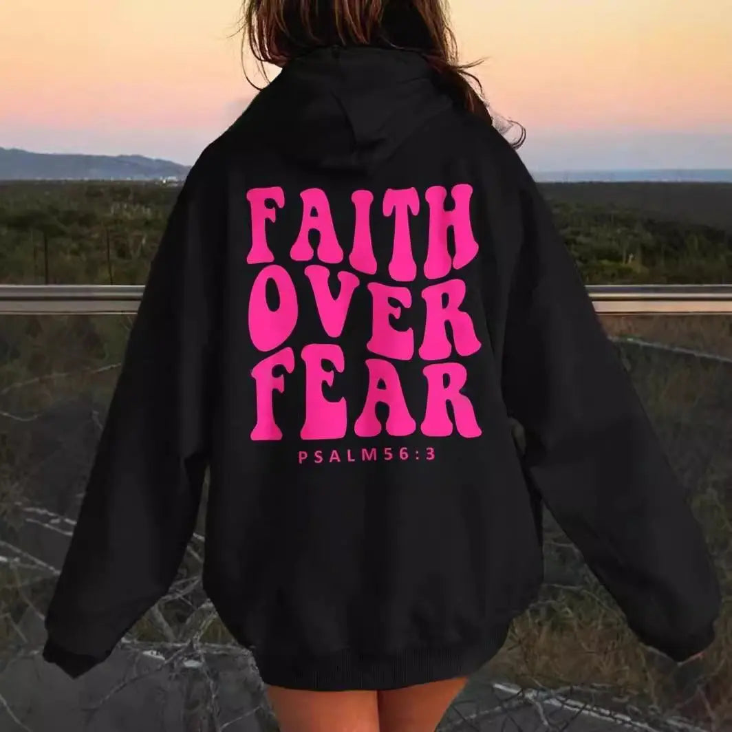 New Letter Print Pullover Hooded Sweater hercurva