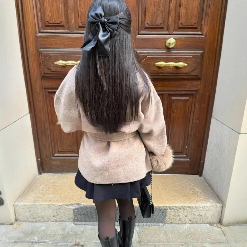 Furry Sleeves Overcoat Long Coat hercurva