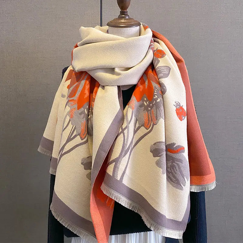 Double-sided Winter Thicken Thermal Scarf Temperament Shawl Outer Match hercurva