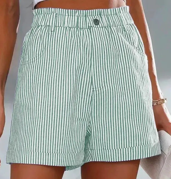 Fashion Ladies Non-stretch Stripe Shorts hercurva