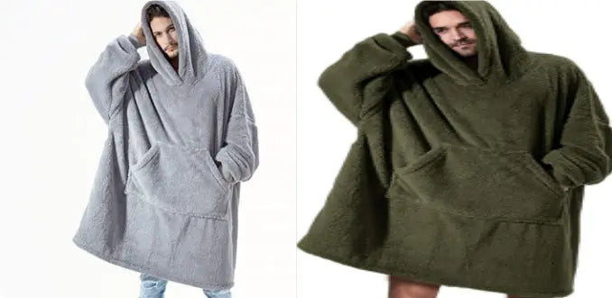 Hoodie Sweatshirt With Big Pocket Tops Sweater Comfortable Loose Double-Sided Fleece Thicker Wearable Blanket hercurva