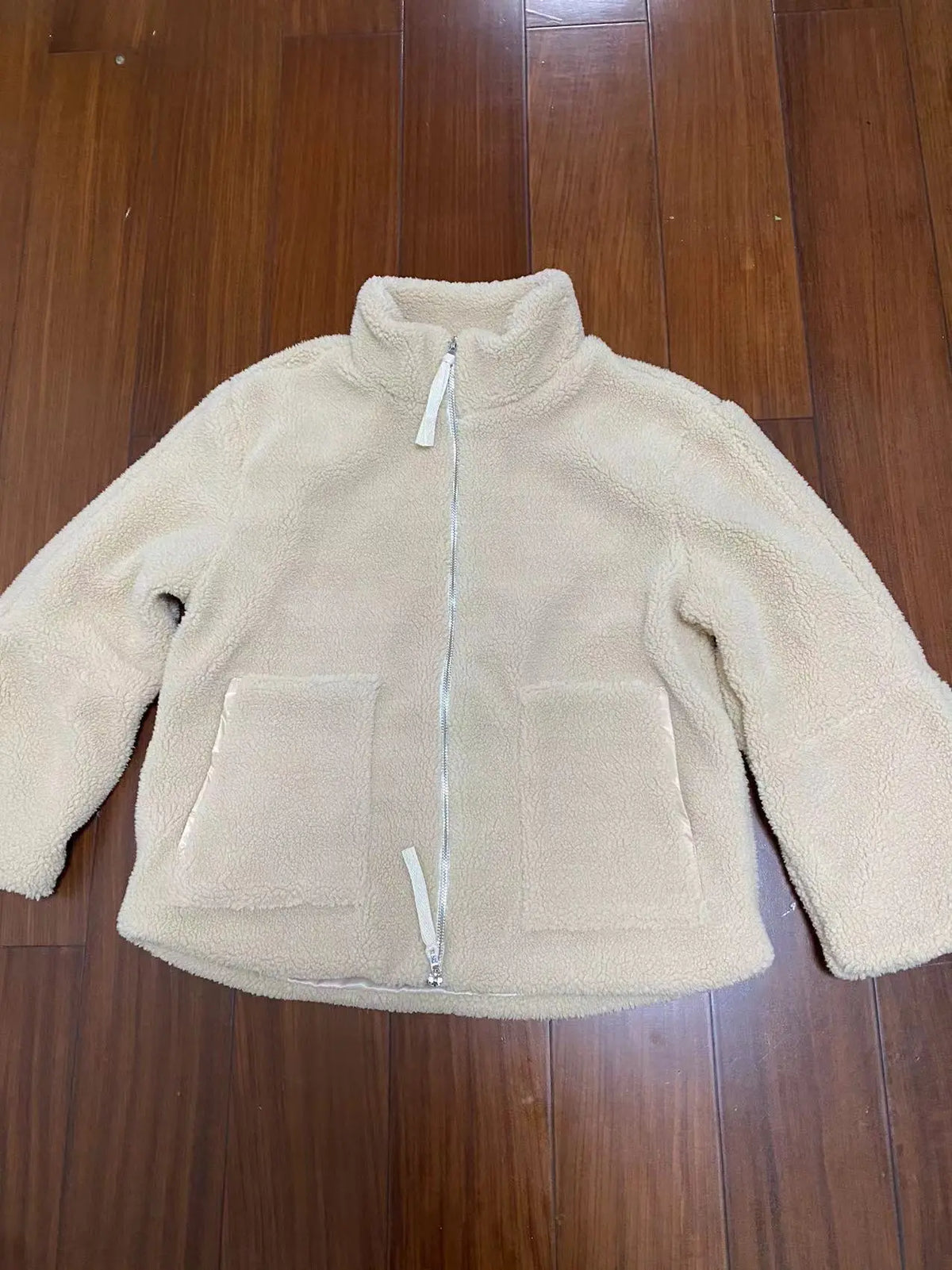 Women's Stand Collar Zipper Idle Style Lamb Wool Casual Cotton-padded Clothes Coat hercurva