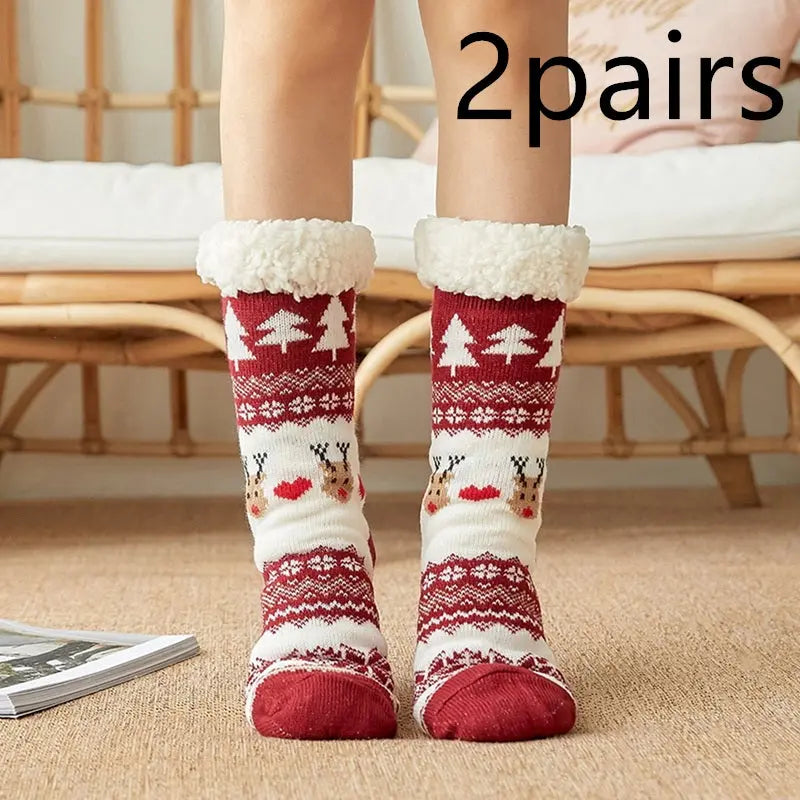 Thicken warm high tube plus velvet floor socks hercurva