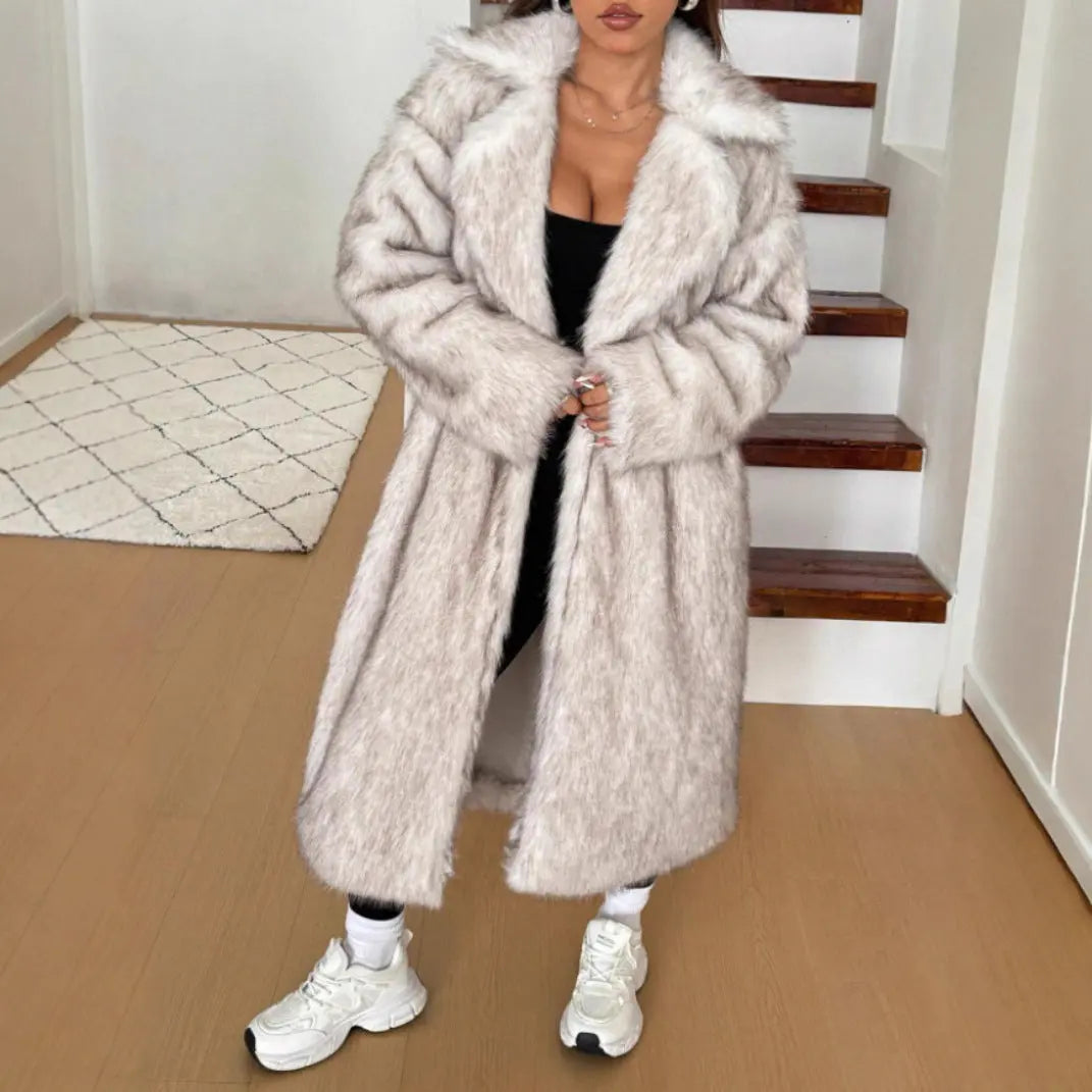 Imitation Fox Fur Long Thickened Maojian Tea Gradient Color Coat Autumn And Winter New Women's hercurva
