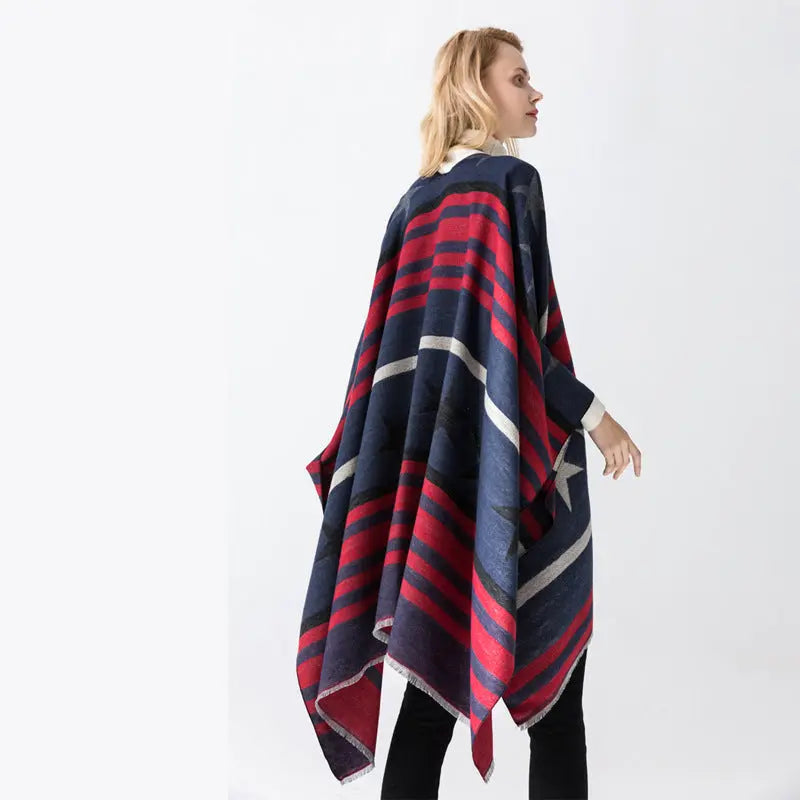 Cashmere Cape Split Shawl Air Conditioning Blanket hercurva