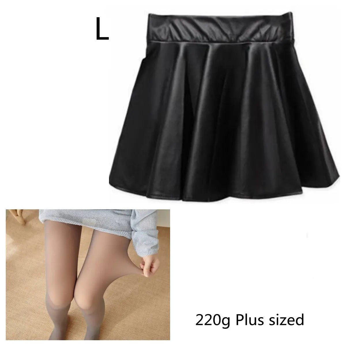 High waist Faux Leather Skirt sun skirt pleated skirt hercurva