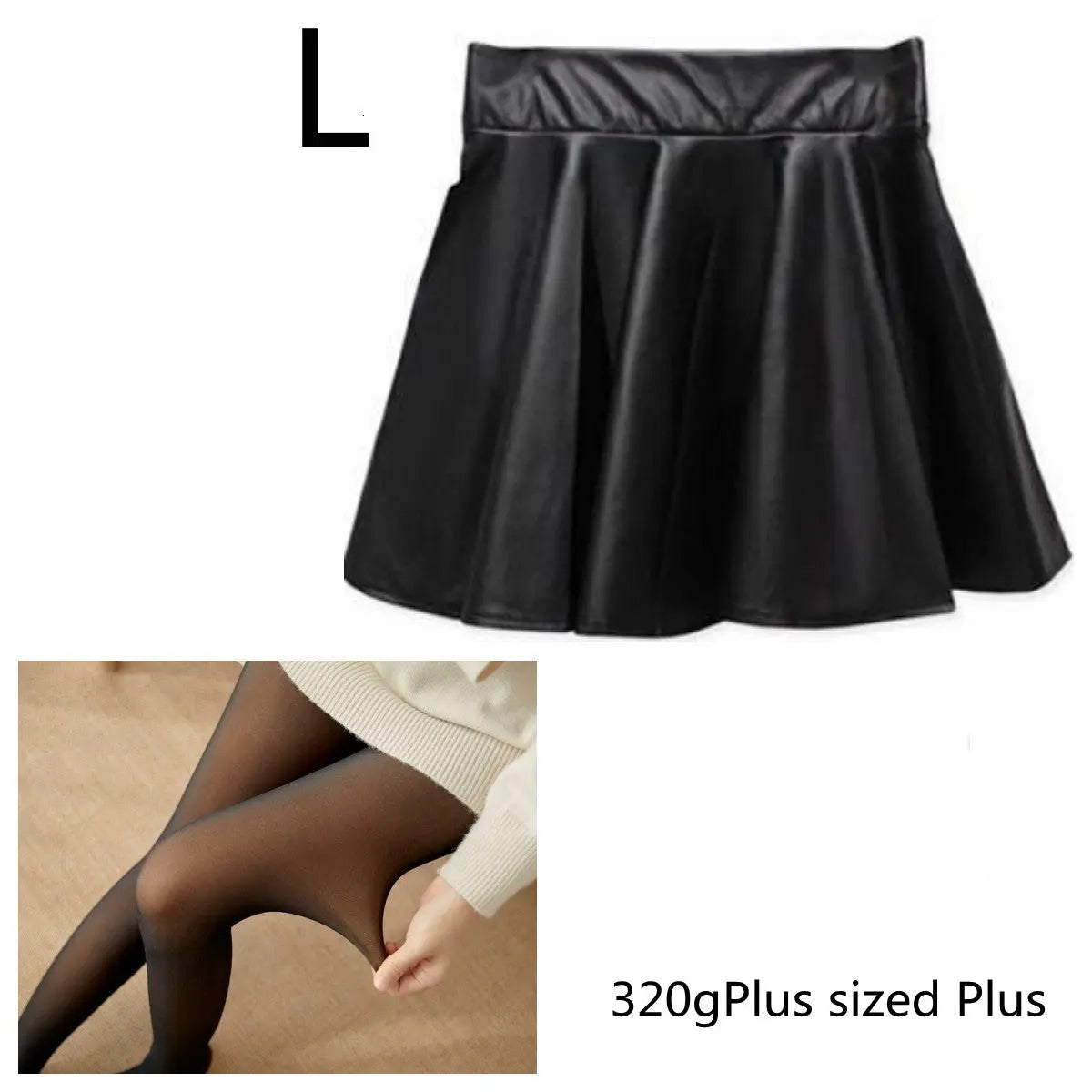 High waist Faux Leather Skirt sun skirt pleated skirt hercurva