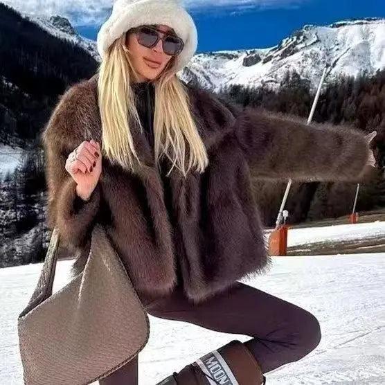 Faux Fur Coat Female Short Chic hercurva