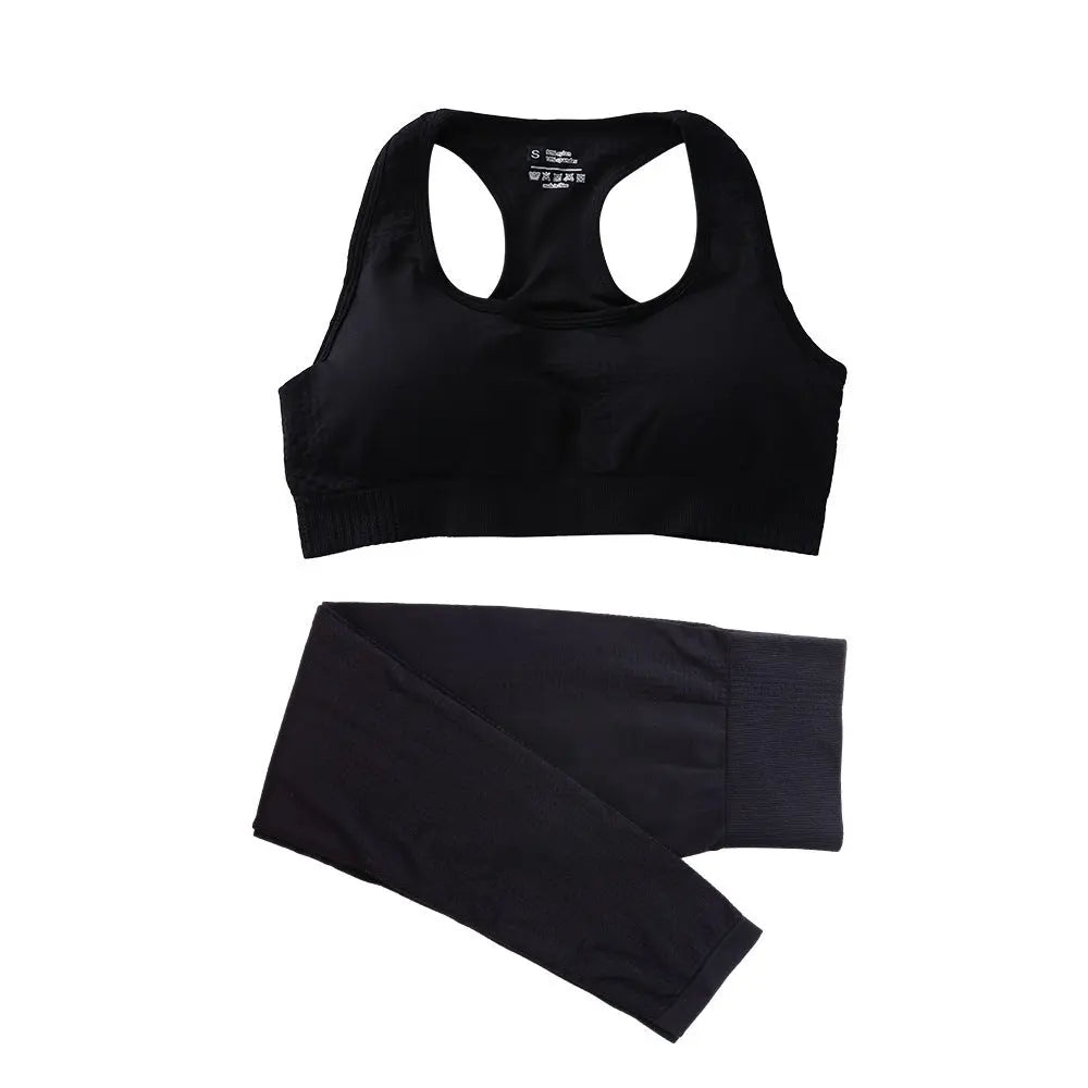 2PCS Seamless Yoga Set Women Tracksuit High Waist Leggings Workout Sportswear Gym Clothing Fitness Crop Top Sports Suits Gym Set hercurva