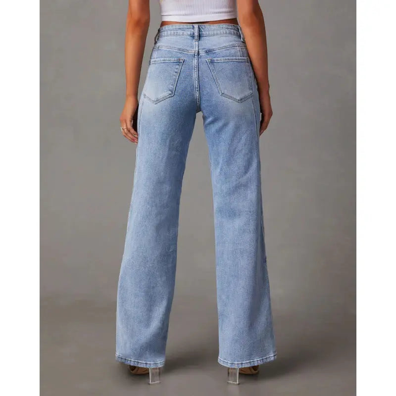 Casual Patchwork Women's Wide Leg Jeans hercurva