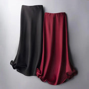 High waist solid color satin skirt hercurva