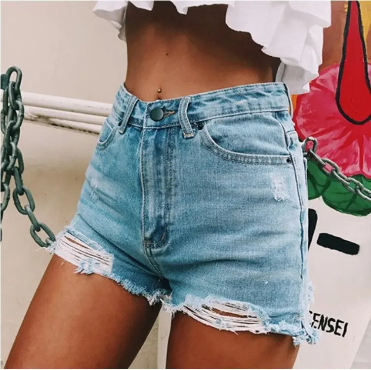Women's retro ins hot classic ripped denim shorts hercurva