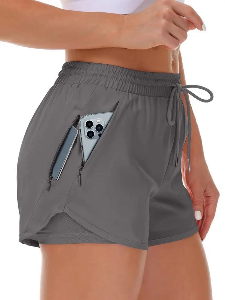 Women's Sports Shorts Running Yoga Fake Two Pieces hercurva