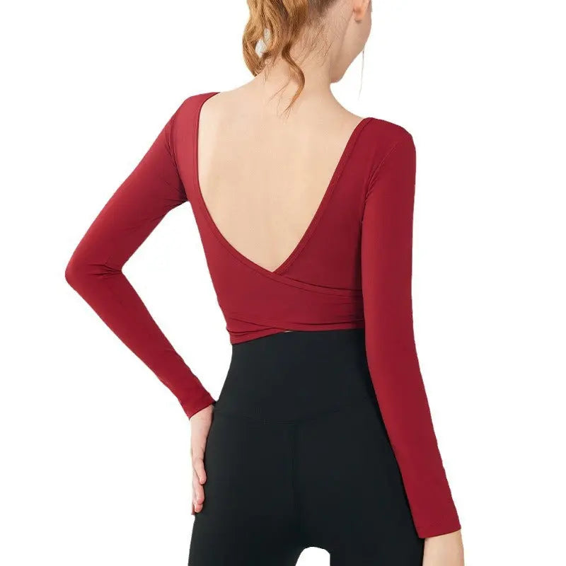 Beauty Back Long Sleeve T-shirt Running Training Workout Clothes hercurva