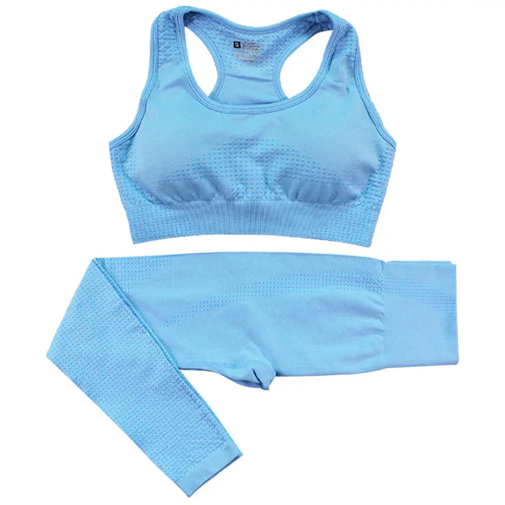 2PCS Seamless Yoga Set Women Tracksuit High Waist Leggings Workout Sportswear Gym Clothing Fitness Crop Top Sports Suits Gym Set hercurva
