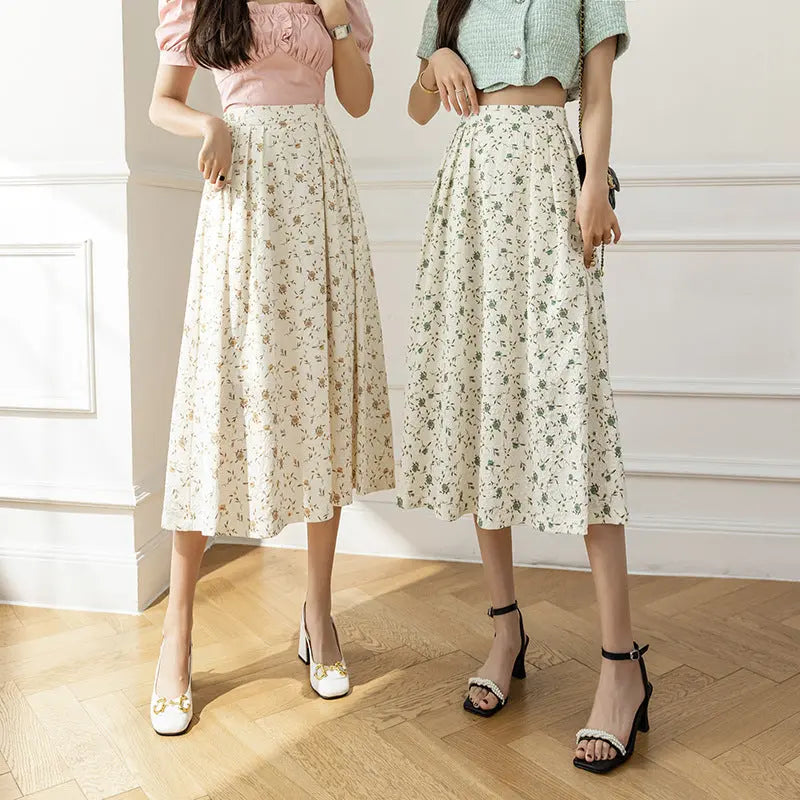 Women's Printed Dots High Waist Pleated Skirt Polka Dot Skirt hercurva